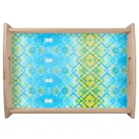 Blue Yellow & White Geometric Pattern  Serving Tray