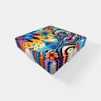 Fun Whimsical Psychedelic Sailboat  Coaster Set