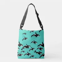 Killer Whale Ocean Print Blue Whale Watching Crossbody Bag