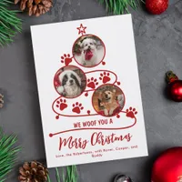 Pet Christmas Dog Photos Red Holiday Card