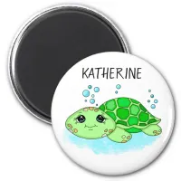 Personalized Cute Turtle Cartoon Name  Magnet