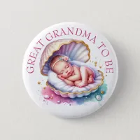 Coastal Girl's Baby Shower Great Grandma to be Button