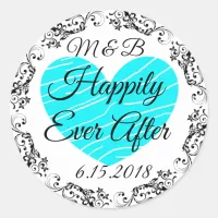 Monogrammed Happily Ever After Wedding Stickers