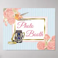 Pink Floral Photo Booth Wedding Sign Poster