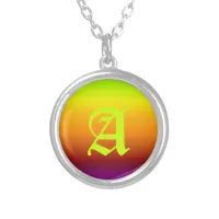 Spectrum of Horizontal Colors -3 Silver Plated Necklace