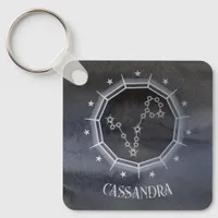 Dark Zodiac Astrology: Pisces Black Silver Name Keychain