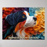 Bernese Mountain Dog Paper Quilling Art Portrait Poster