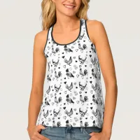 Cute Black and White Cartoon Chickens Tank Top