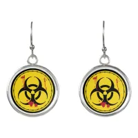 Zombie Biohazard Symbol Mad Scientist Earrings