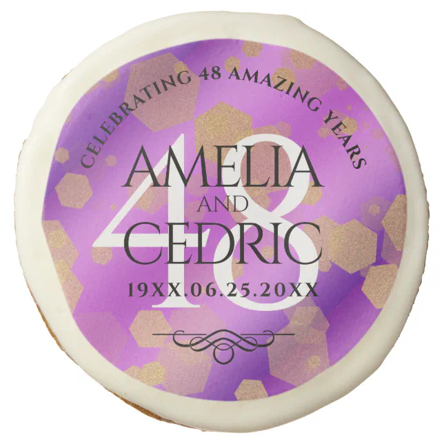 Elegant 48th Amethyst Wedding Anniversary Sugar Cookie