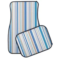 Coastal Beach Stripes Car Floor Mat