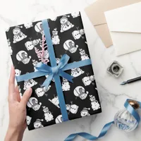 Snowmen Pattern | Christmas Black And White Wrapping Paper