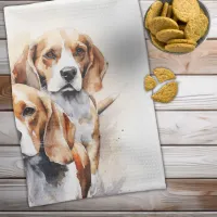 Beagle Lover's Watercolor Dog Art Kitchen Towel