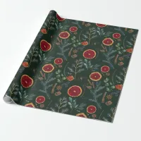 Winter Kitchen Hunter Green Pine & Dried Orange  Wrapping Paper