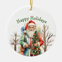 Hippie Tree Hugging Santa Ornament