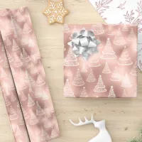 Christmas Tree Pattern Rose Gold Holiday Wrapping Paper