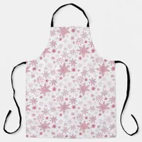 Soft Pink Snowflakes Christmas Apron