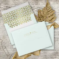 Geometric Wedding Gold on Mint Green ID477 Envelope