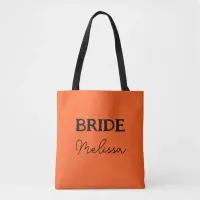 Halloween Bride Orange Name Tote Bag