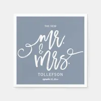 Wedding Cocktail Napkins | Typography (Dusty Blue)