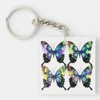 Aqua, Pink, and Yellow -  Elegant Butterflies Keychain