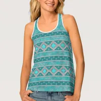 Southwest Turquoise Geometric Tank Top