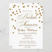 white and Gold Glitter Bridal Shower Invite