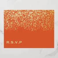 Glitter Wedding RSVP Foil Holiday Postcard