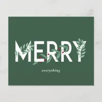 Budget Holly Merry Everything Green Holiday Card