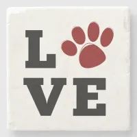 Love Paw Print Animal Lover Dog Lover Stone Coaster