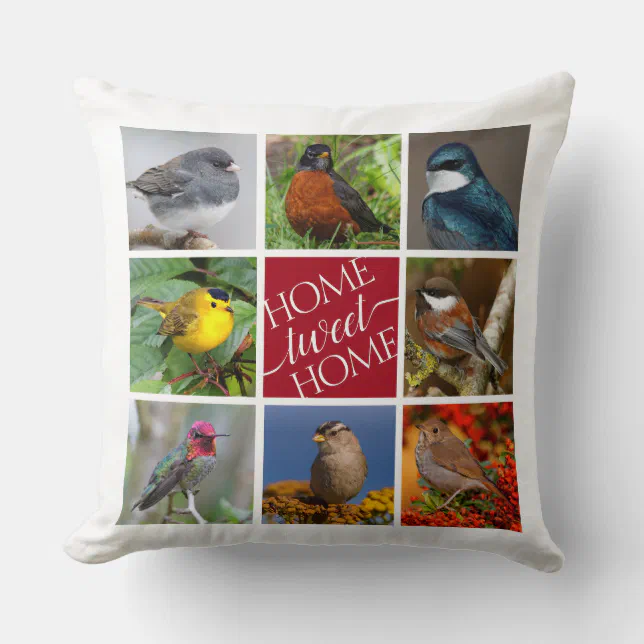 Tweet Home 8 American Songbirds 8 Photo Collage Throw Pillow