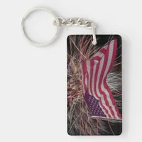 American Flag and Fireworks Keychain