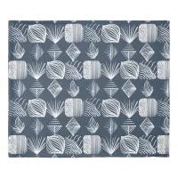 Bold Caribbean Tribal Mudcloth: Navy Blue& White,  Duvet Cover