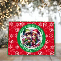 Cute Anime Elves Christmas Personalized Large Gift Bag