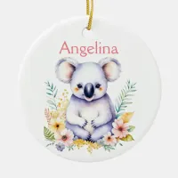 Personalized Baby Koala Bear Christmas Ceramic Ornament