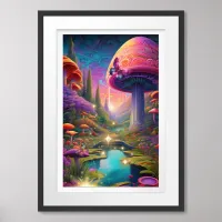 Psychedelic Mushroom Fantasy  Framed Art