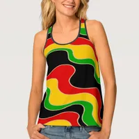 Rasta Flag Colored Abstract Patterned Tank Top