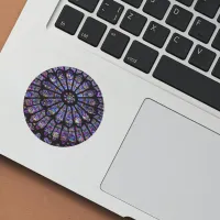 Purple Stained Glass Church Window Classic Round Sticker