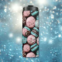 Pink and Blue Macaron with Sprinkles Thermal Tumbler