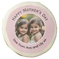 Personalized Mothers Day Photo Elegant Pretty Pink Sugar Cookie