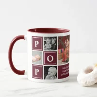 Pop We Love You Maroon Custom Photo Collage Mug