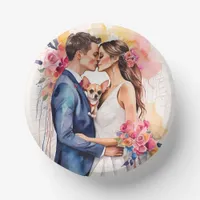 Beautiful Wedding Couple with Cute Funny  Paper Bowls