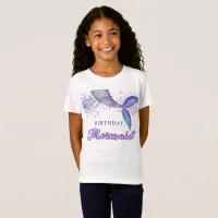 Cute Purple Pink Modern Glitter Mermaid Birthday T-Shirt