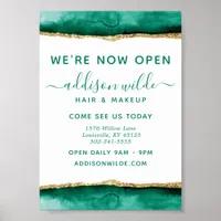 Emerald Green And Gold Watercolor Business Poster