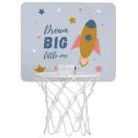 Dream Big Little One Cute Cartoon Space Rocket Mini Basketball Hoop