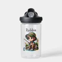 Little Boy Fishing Cartoon Personalized Water Bottle