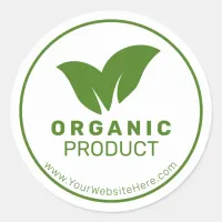 Organic Green Round Product Label Your Website