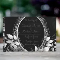 Timeless black-tie wedding celebration guest book