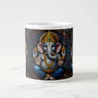 Cute Garnesh God in elephant form blue mosaic  Giant Coffee Mug