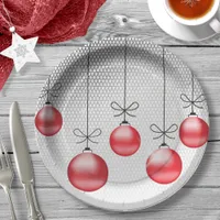 Christmas Ornaments Red ID251 Paper Plates